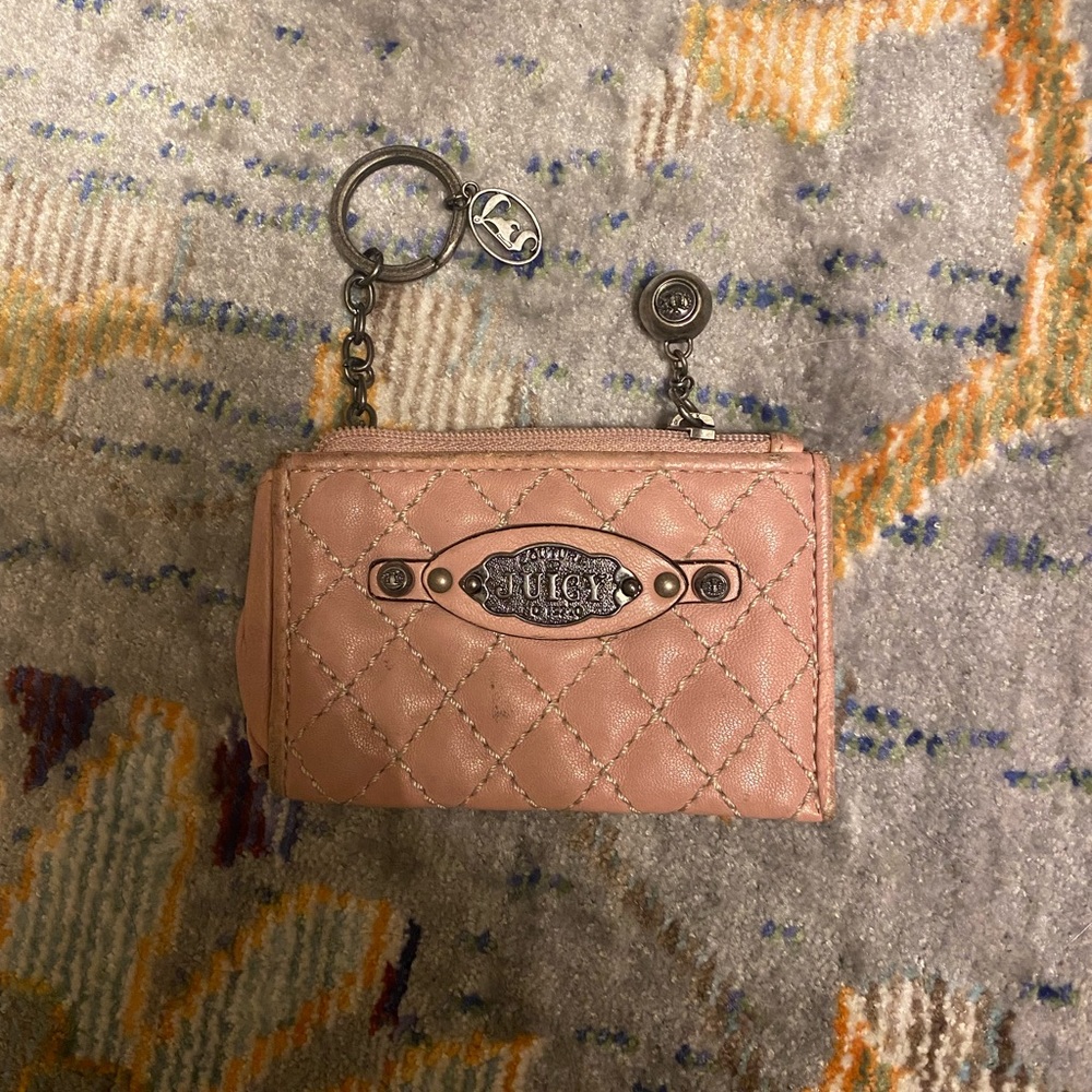 Vintage baby pink quilted leather juicy couture coin pouch